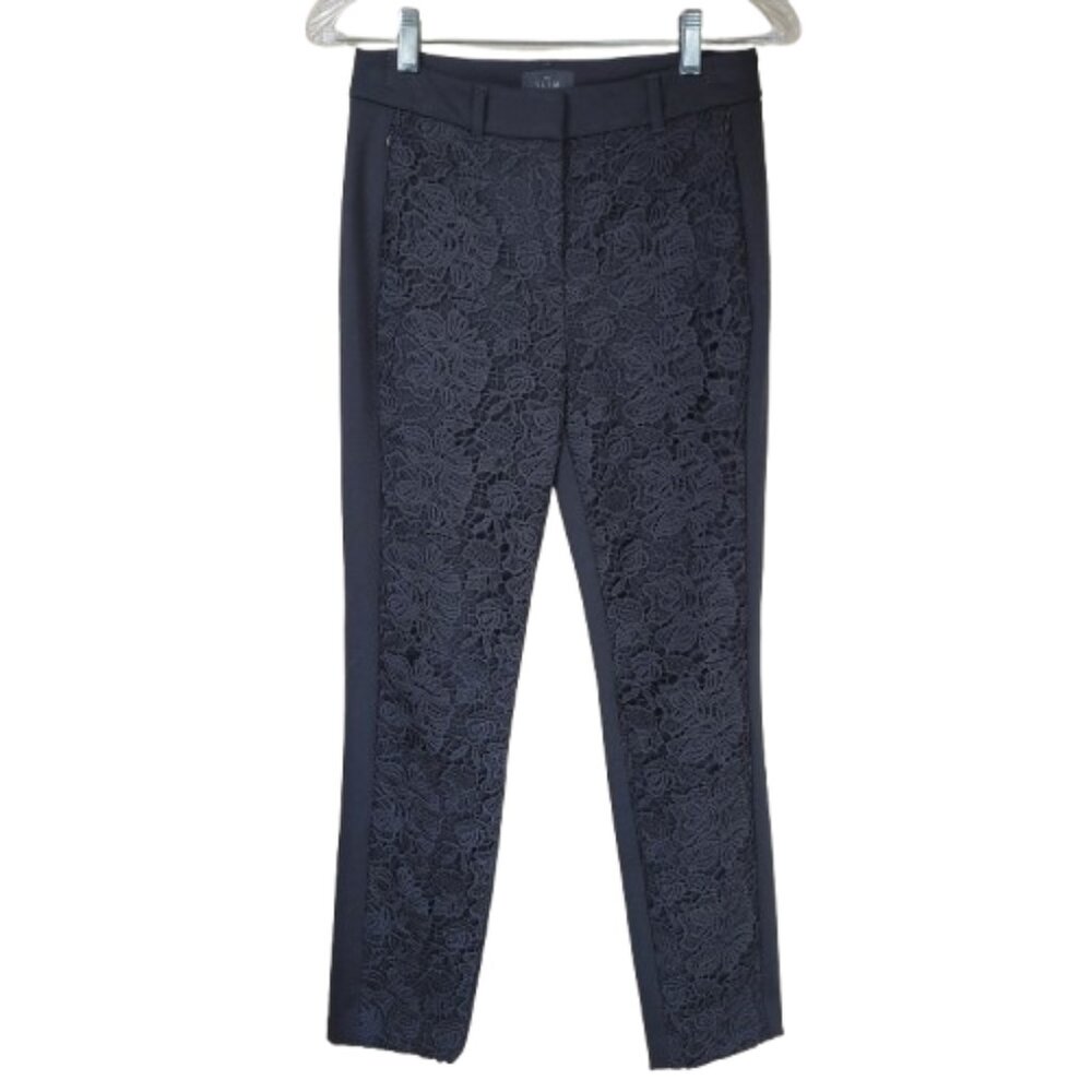 White Market Black Market Slim Ankle Dress Pants Floral Lace Black Size 0